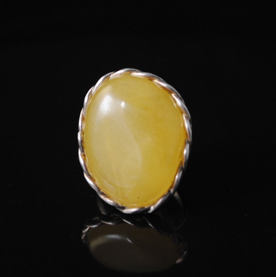 Sterling Silver Butterscotch Amber Ajustable Ring #10803