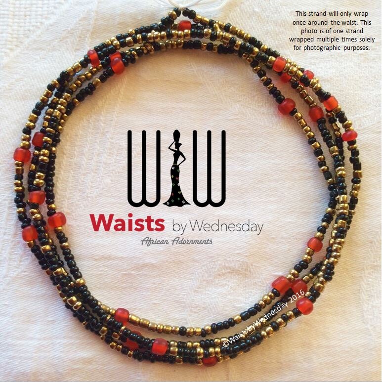 Noni Red Black & Gold African Waist Beads