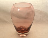 Blown Glass Vase Rose Colored Vase Color Cold Cut 7-1 2 quot
