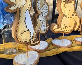 Winnie the Pooh Wood Cutout: Engraved Nursery Decor, Baby Shower Centerpiece