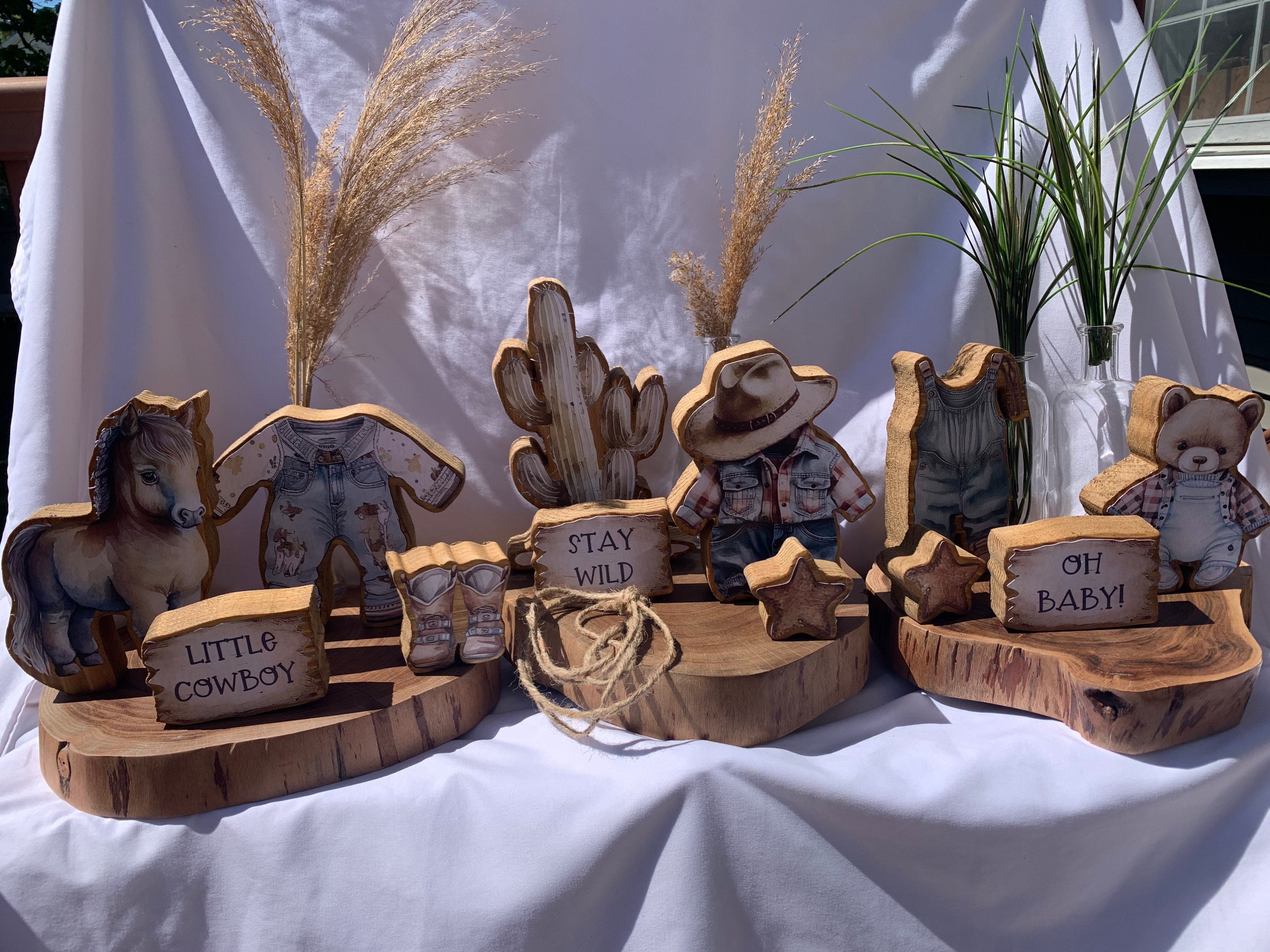Cowboy baby store shower centerpieces