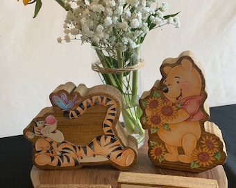 Winnie the Pooh and friends Spring baby shower centerpieces 2 Poohs, roo, Eeyore, piglet and tigger w 6 favorite sayings