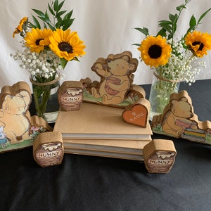 Classic Poohs & Honey Pot Handcrafted Wooden Centerpieces! Perfect for your Nursery Decor, Baby Shower or Birthday!