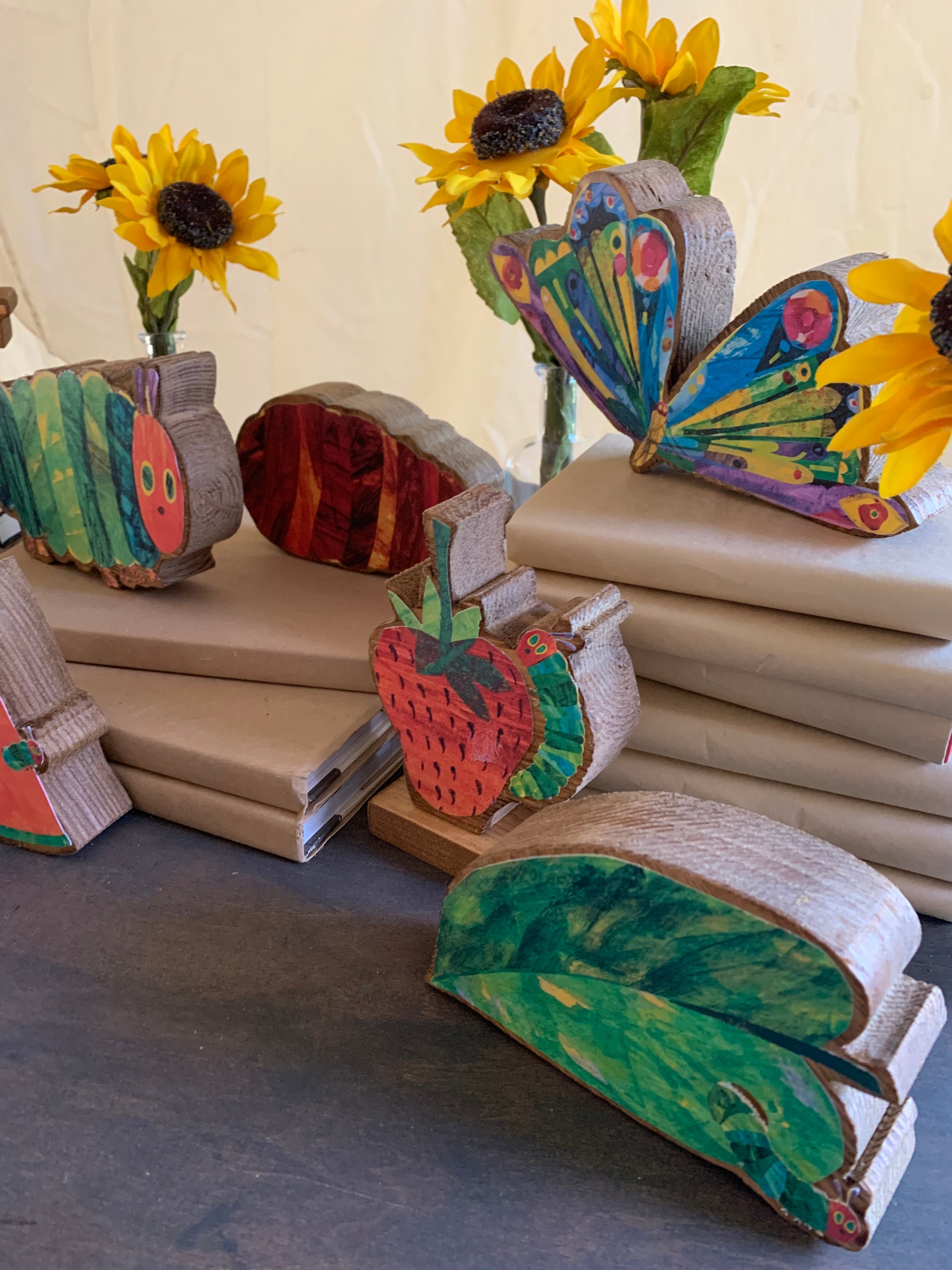 The very hungry caterpillar wooden baby shower or 1st birthday centerpieces