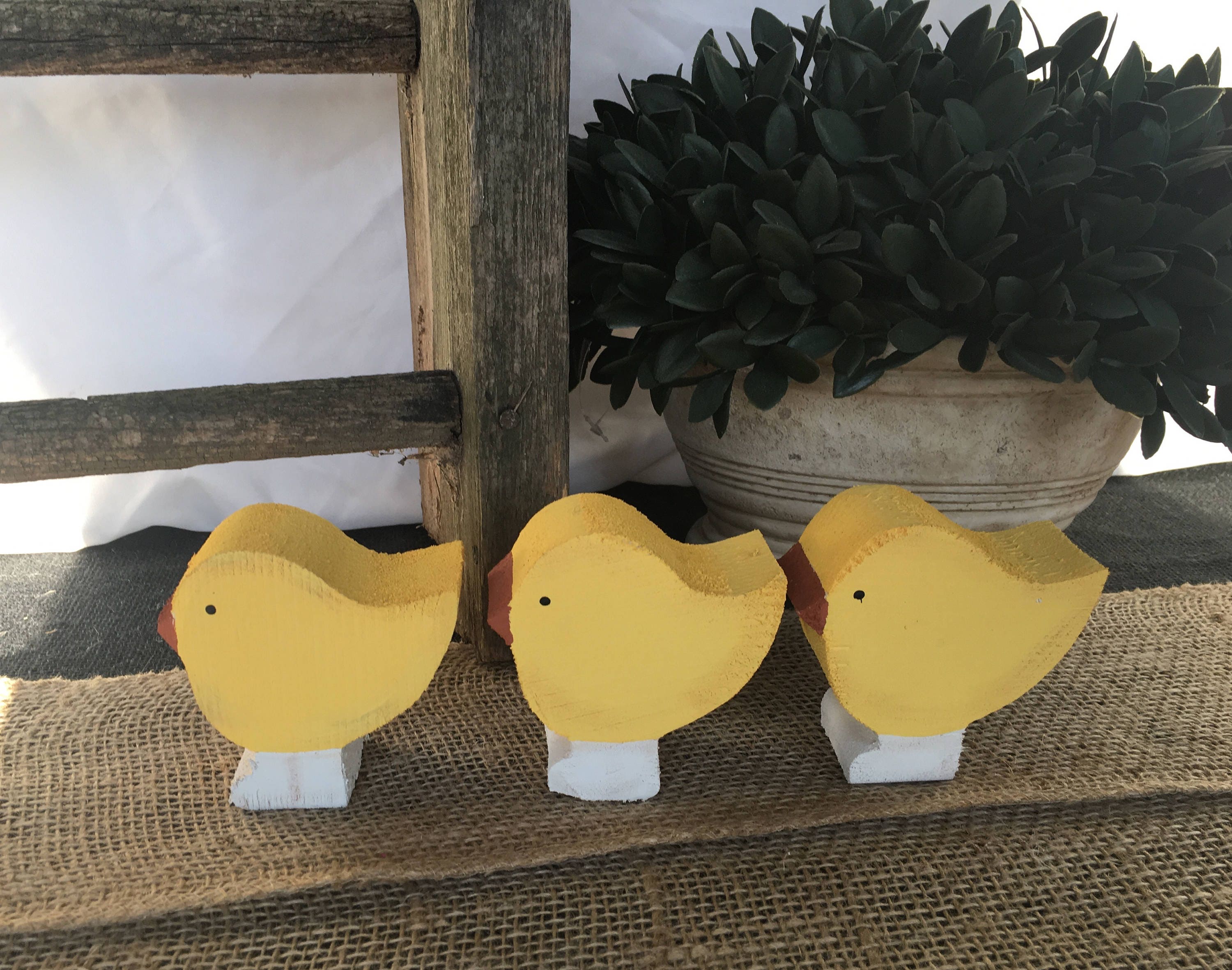 Easter / Spring set of 3 wooden chicks Etsy