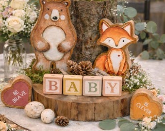 ¡Que comience la aventura! Set de 8 amigos del bosque para decoración de bebés, baby shower o cumpleaños: oso, zorro, mapache, ciervo, zorrillo, conejo, búho y ardilla.