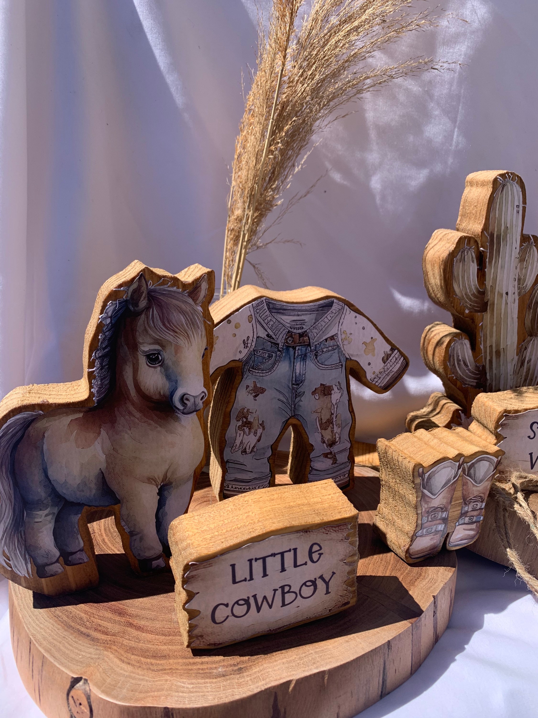 Set# 2) BOHO Western Cowboy Centerpiece Sets: Cowboy, Horse, Cactus, Boots,  Bear, Stars for Baby Shower Centerpieces or Baby Birthday - Etsy, image size:2250x3000
