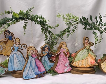 Princess Centerpiece. 5 Wooden Princesses of your choice. Nursery, Baby Shower or Girls Birthday