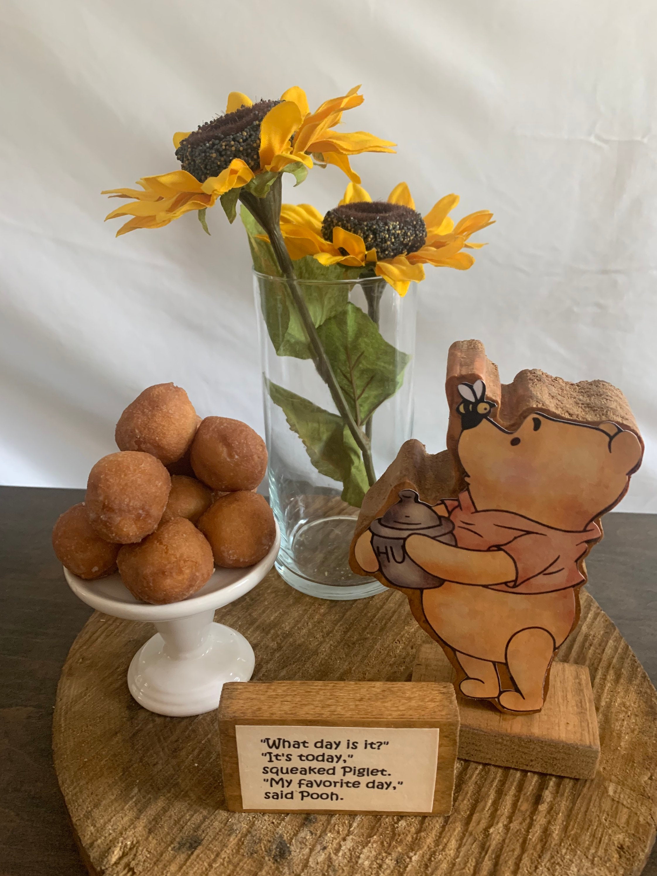 Poohs Adventures Centerpiece Handcrafted Wooden Set of 6 Winnie the Poohs  With Favorite Sayings Nursery, Baby Shower, Baby Birthday 