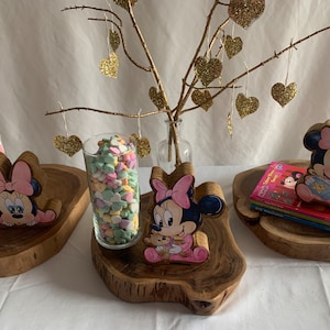 Handmade Wooden Baby Minnie Mouse Set – Pink Party Trio for Baby Showers, 1st Birthdays & Nursery Décor