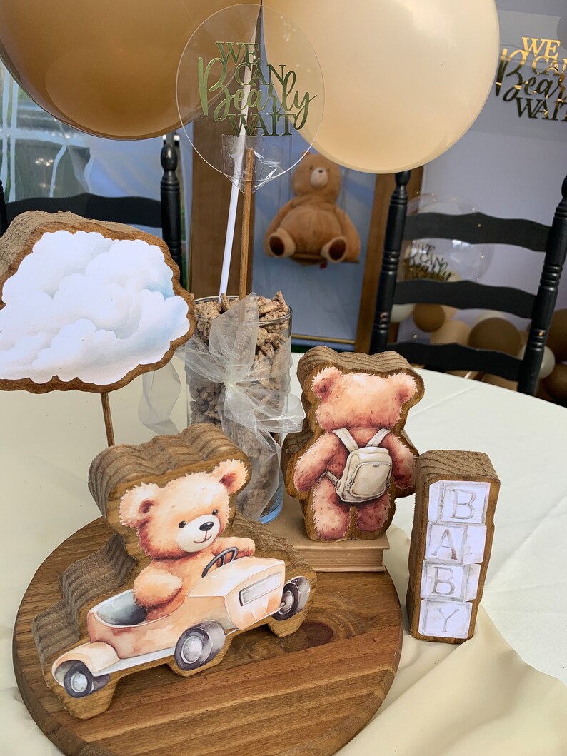 Adorable Handmade Wooden Teddy Bear Set of 10 for Baby Shower or 1st ...