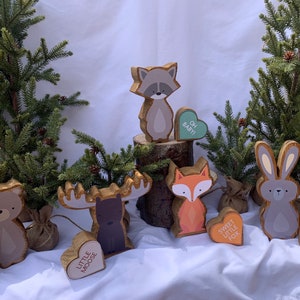 Woodland Animal Centerpiece Set of 5, Fox, Bear, Moose, Rabbit, Racoon for Nursery, Baby Shower or Baby Birthday