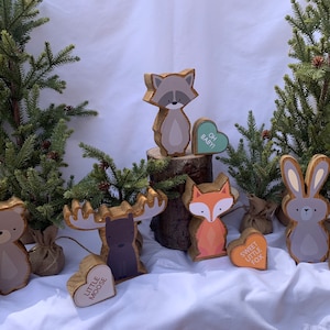 Woodland Animal Centerpiece Set of 5, Fox, Bear, Moose, Rabbit, Racoon for Nursery, Baby Shower or Baby Birthday