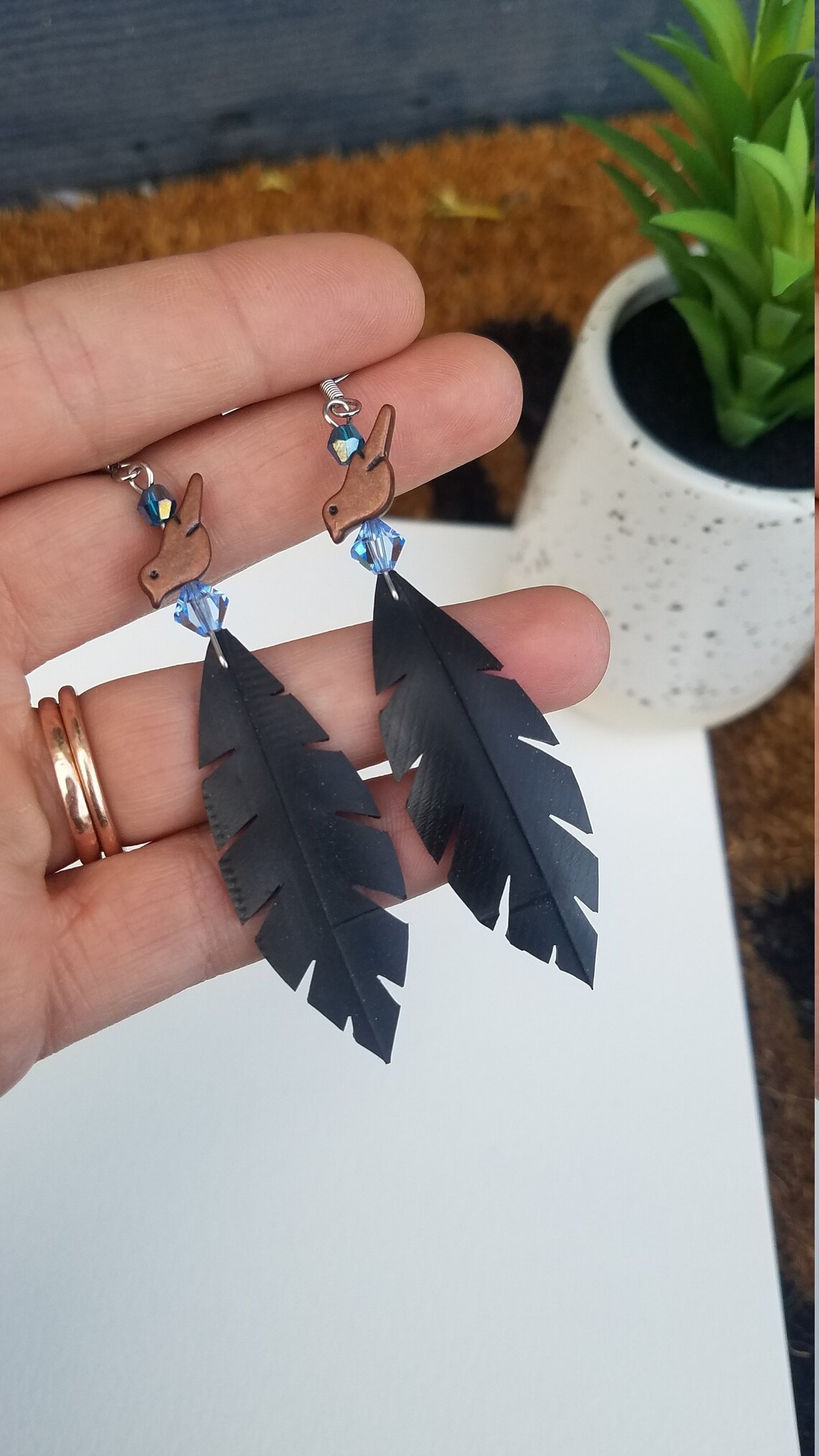 Bike Tire Earrings Bicycle Innertube Feather Earrings Etsy