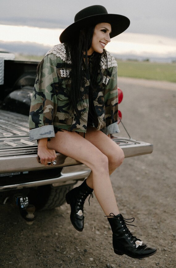 embellished camo jacket