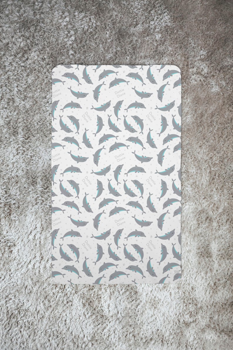 Name Blanket Swaddle Blanket Organic Baby Blanket Organic Swaddle Dolphin Blanket Ocean Theme Ocean Nursery