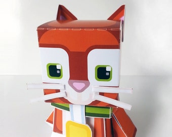 Ginger Cat Paper Toy: DIY Printable Craft (Digital Download)