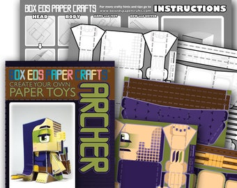 Paper Printable Craft Activity - Tribes Archer Purple and Green - 50% of SALES DONATED TO www.thesmithfamily.com.au