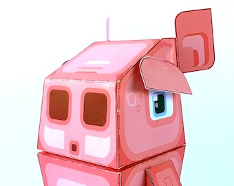 Pink Pig Paper Toy Craft: Printable DIY Activity (Digital Download)