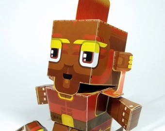 Printable Warrior Paper Toy Craft Activity: Red and Gold Tribe (Digital Download)