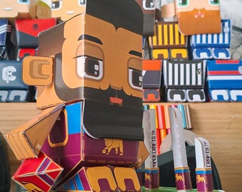 Aussie Footy Player - Burgundy Gold Blue DIY Paper Toy Craft Activity