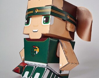 Aussie Footy Player - Green n White DIY Paper Toy Craft Activity