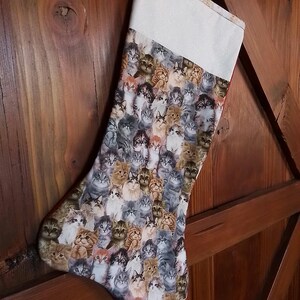 Quilted Christmas Stocking, Cat Collage Christmas Stocking, Kitty Christmas Stocking