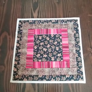 Christmas Quilted Tabletopper, Approx. 16 in. Square Quilted Table Centerpiece,  Holiday Table Decor, Reversible, Quilted Bar Mat