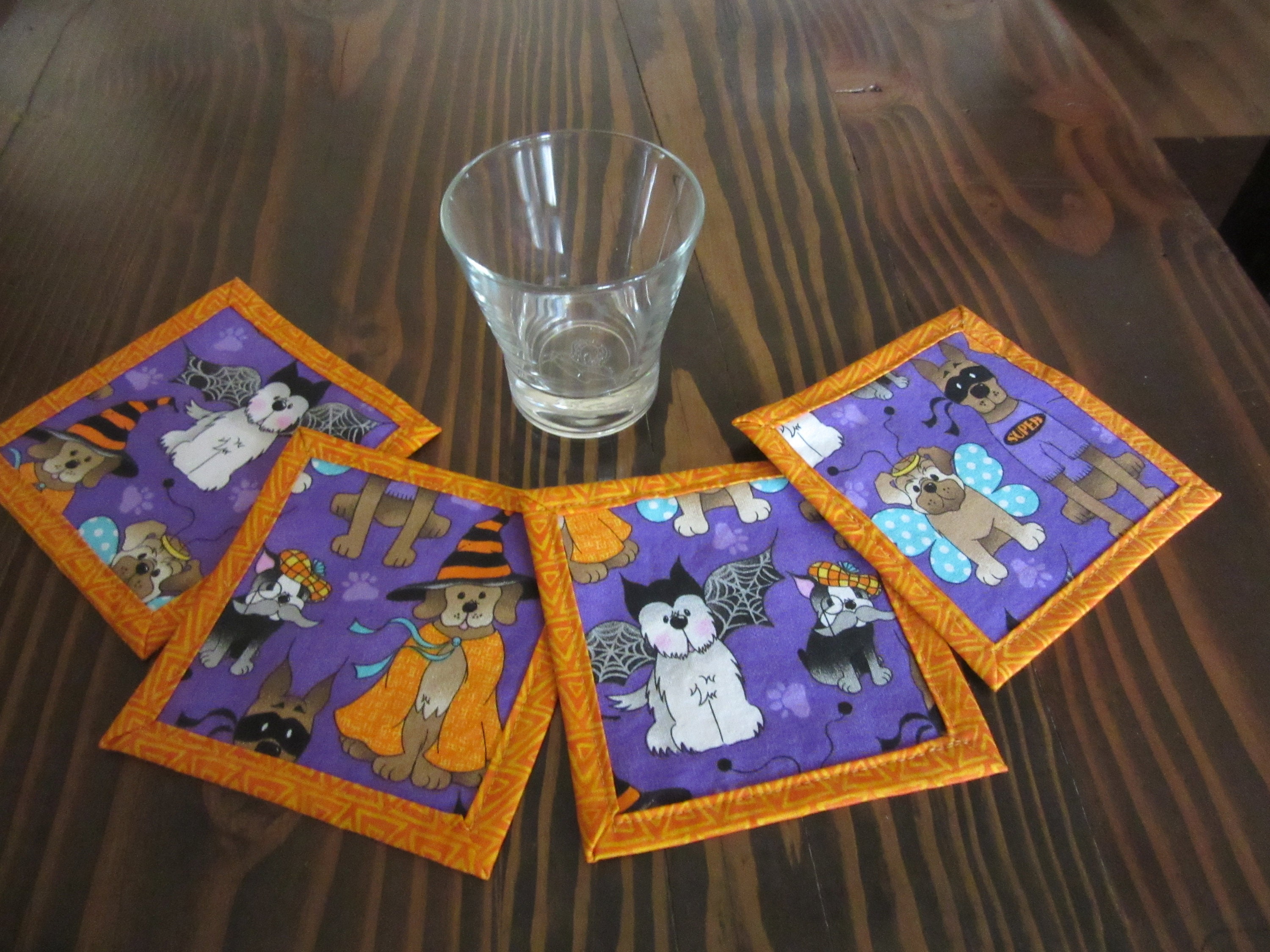 Set of 4 Halloween Quilted Cocktail Napkins, Approx. 5 inch Square