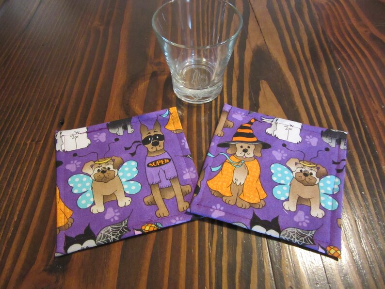 Set of 2 Halloween Quilted Cocktail Napkins Approx. 5 Inch Etsy