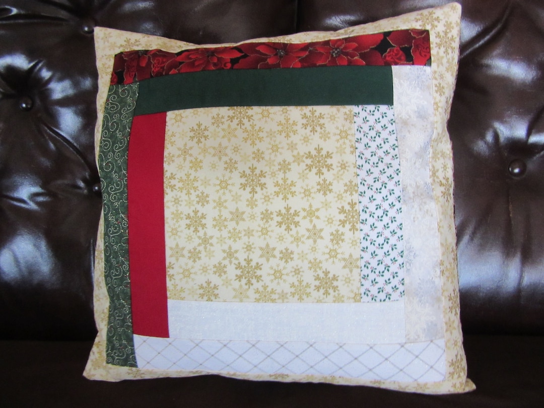 Quilted Christmas Pillow Cover and Pillow Form Approx. 16 In. Etsy