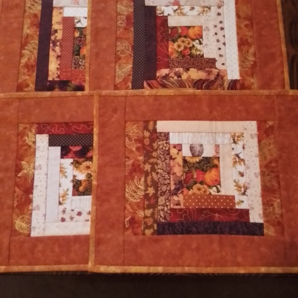 Quilted  Fall Placemat, Approx. 17 x 14 inches, Reversible,  Autumn Table Mat, Autumn Table Decor