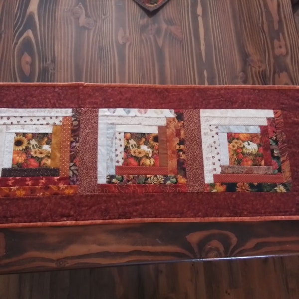 Fall Quilted Table Runner, Approx. 40 by 16 inches, Reversible Autumn Table Runner, Fall Table Decor, Fall Table Centerpiece,Quilted Decor