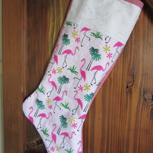 Quilted Pink Stork Christmas Stocking,  Sparkly  Girl Christmas Stocking,