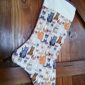 Quilted Cats and Yarn  Christmas Stocking, Kitty Christmas Stocking