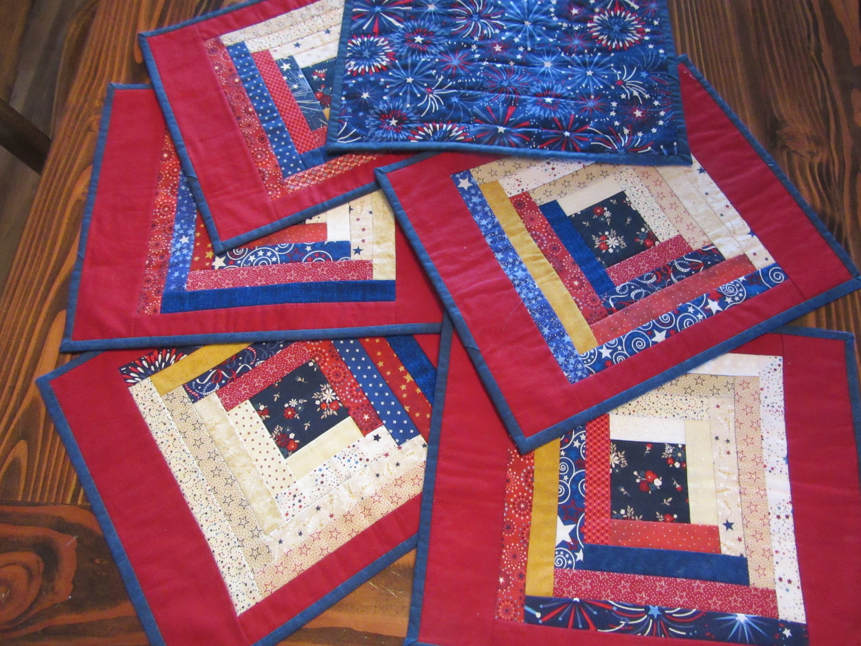 One Quilted Placemat Red White and Blue Placemat Approx. Etsy