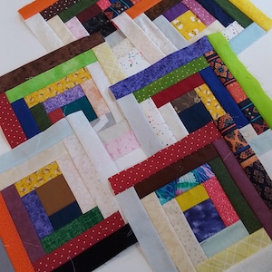 1 UNFINISHED (2&quot; Center) Log Cabin block, approximately 9 1/2 (approx. 9 inch when finished)