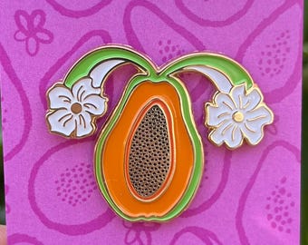 Papaya Fruit Enamel Pin, Fruiterus Pin, Uterus Pin, Papaya pin, Badge