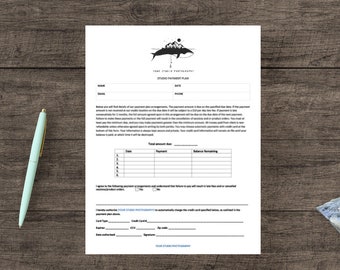 Payment Plan Form for Photographer Business- Word