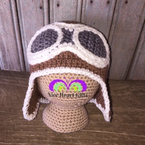 Aviator Hat, Winter Pilot Cap for Babies, Aviator Earflap Hat, Crochet Pilot Beanie for Infants and Children