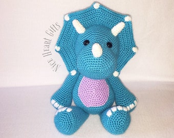Triceratops Toy, Crochet Baby Shower Gift, Amigurumi Dinosaur Toy, Boho Saurus