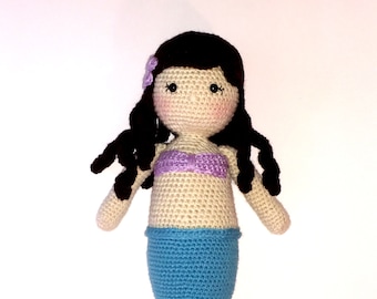 Mermaid Crochet Doll, Amigurumi Plushie Toy, Handmade Gift For Daughter, Baby Photo Prop, Birthday Gift