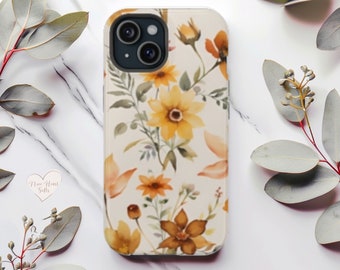 Floral iPhone Case, MagSafe Tough Case, Luxury Phone Case, iPhone 15, 15 Pro, iPhone 15 Plus, Gift for Mom, Mother's Day Gift, iPhone 14