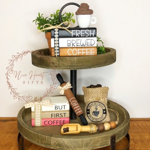 Coffee Bar Tiered Tray Decor Coffee Tiered Tray Home Decor Etsy