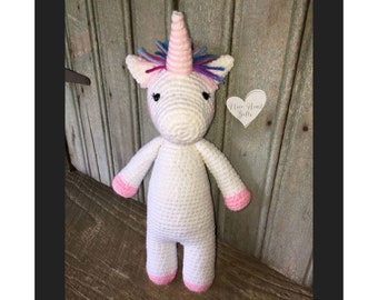 Unicorn Toy, Crochet Unicorn Plushie, Personalized Pregnancy Gift, Baby Unicorn Plush, Stuffed Animal Amigurumi, Baby Shower