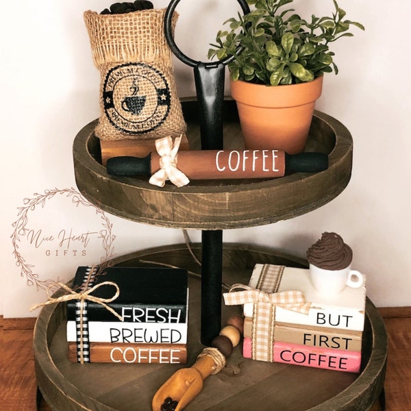 Coffee Tiered Tray Decor, Coffee Bar Decor, Coffee Bean Bag, Tabletop Decor