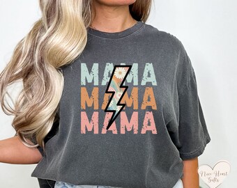 Daisy Lightning Mama Shirt, Retro Comfort Colors Tee for Moms