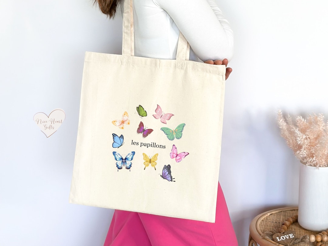 Butterfly Canvas Tote Bag, Nature-inspired Reusable Shopping