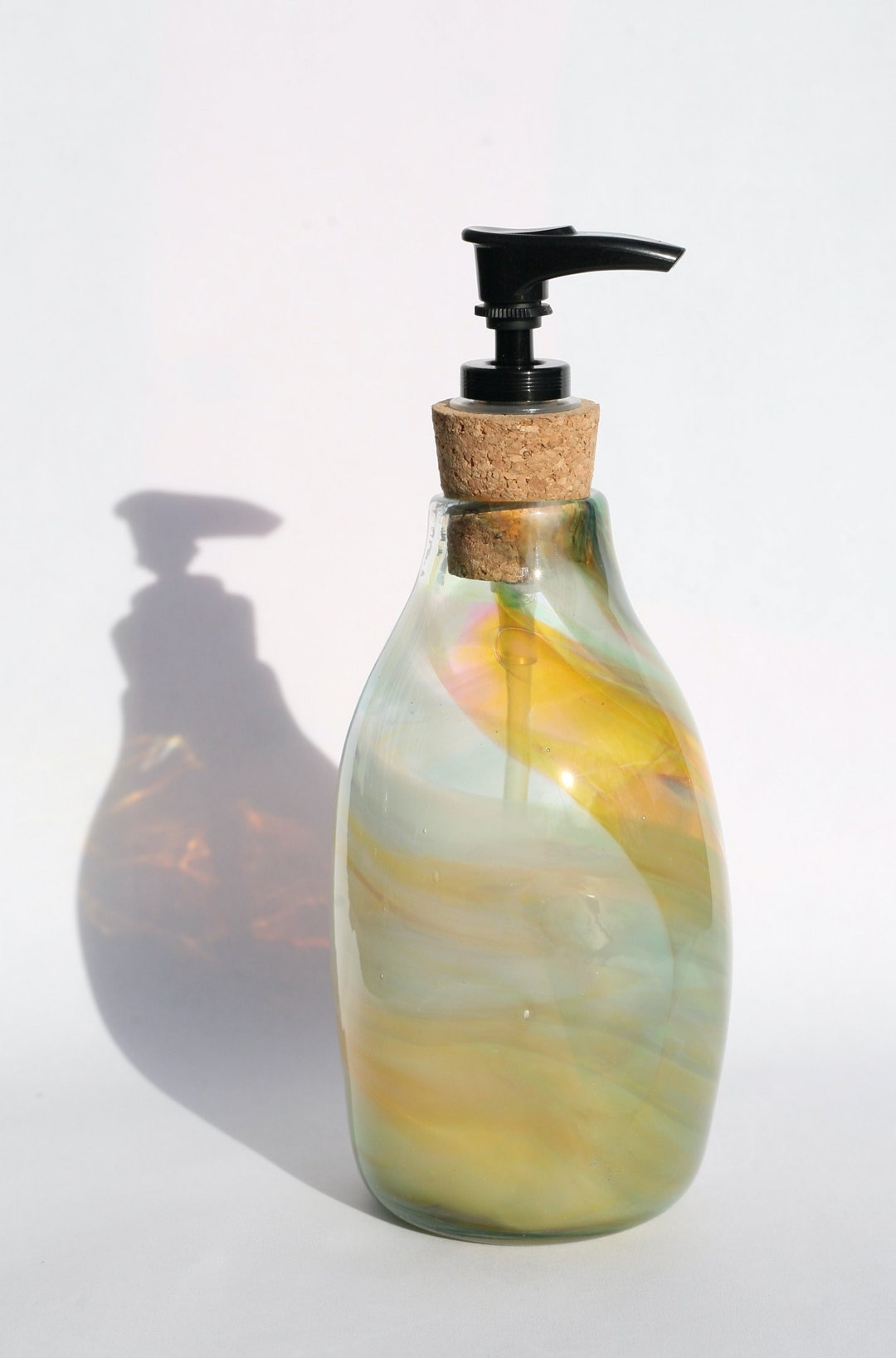 Handblown Glass Soap Dispenser in Rolling Meadow Etsy