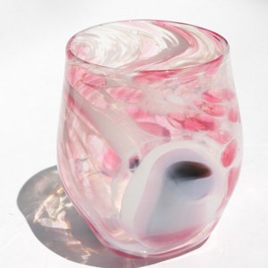 Hand-blown Drinking Glass in Pink Space Time